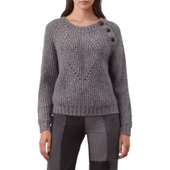 Discount 🎁 Gerard Darel Liam Buttoned Shoulder Sweater Gray ⭐