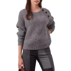 Discount 🎁 Gerard Darel Liam Buttoned Shoulder Sweater Gray ⭐ -Gerard Darel Elegant Shop unnamed file 107
