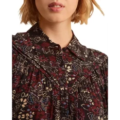 Hot Sale ❤️ Gerard Darel Jahlya Floral Print 👚 Shirt 👗 Dress Black ✨ -Gerard Darel Elegant Shop unnamed file 137