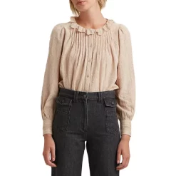 Hot Sale π Gerard Darel Nelia Embroidered Ruffled Blouse Nude π