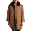Coupon ⌛ Gerard Darel Sanna Faux-Fur Collar Reversible Quilted 🧥 Coat Straw 🌟