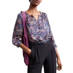 Promo 🥰 Gerard Darel Cyriaque Floral Print Blouse Navy 🛒 -Gerard Darel Elegant Shop unnamed file 215