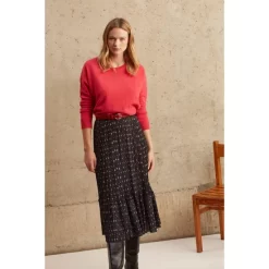 Flash Sale 🤩 Gerard Darel Balma Printed Pleated Midi 👗 Skirt Black ✔️ -Gerard Darel Elegant Shop unnamed file 327