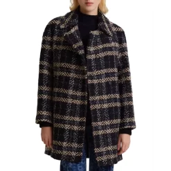 Outlet 🔥 Gerard Darel Soline Tweed Notch Collar 🧥 Coat Indigo 💯