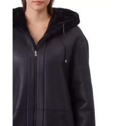 Discount 😍 Gerard Darel Miranda Hooded Leather 🧥 Coat Navy 🌟 -Gerard Darel Elegant Shop unnamed file 362