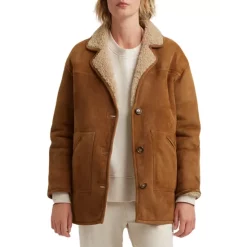 Best Pirce 🛒 Gerard Darel Marilys Shearling 🧥 Coat Brown ⭐