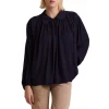 Flash Sale 🌟 Gerard Darel Cesaria Pleated Long Sleeve 👚 Shirt Navy 🎉 -Gerard Darel Elegant Shop unnamed file 378