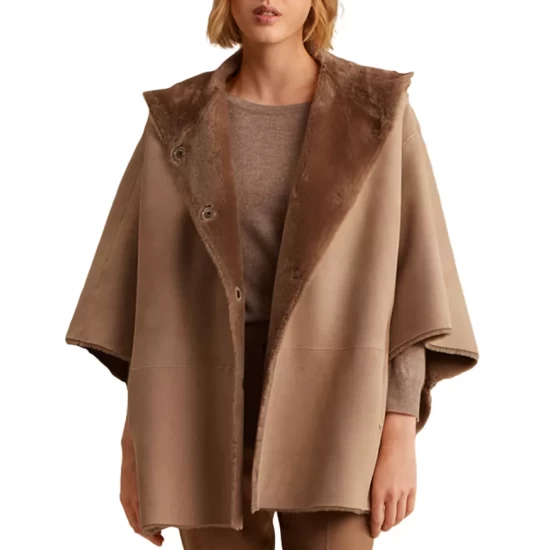 Discount π Gerard Darel Melissa Hooded Reversible Shearling Cape Sand π 3 Discount π Gerard Darel Melissa Hooded Reversible Shearling Cape Sand π