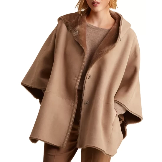 Discount π Gerard Darel Melissa Hooded Reversible Shearling Cape Sand π 6 Discount π Gerard Darel Melissa Hooded Reversible Shearling Cape Sand π - Image 4