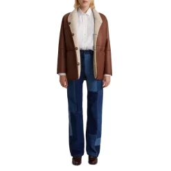 Hot Sale ⌛ Gerard Darel Naia Shearling 🧥 Coat Brown 🤩