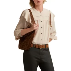 Buy 🤩 Gerard Darel Claus Ruffle Crepe Blouse Natural 🔔