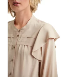 Buy 🤩 Gerard Darel Claus Ruffle Crepe Blouse Natural 🔔 -Gerard Darel Elegant Shop unnamed file 421
