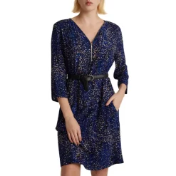 Discount 🤩 Gerard Darel Jauffre Printed Zip Front 👗 Dress Blue 🔥