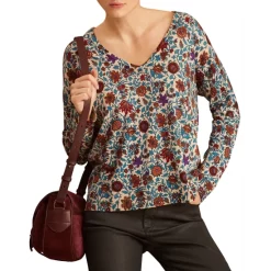 New 🤩 Gerard Darel Leonie Floral Print Wool Sweater Sand ✔️ -Gerard Darel Elegant Shop unnamed file 496