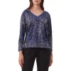Top 10 ✔️ Gerard Darel Aure Printed V Neck Top Blue ❤️