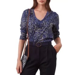 Top 10 ✔️ Gerard Darel Aure Printed V Neck Top Blue ❤️ -Gerard Darel Elegant Shop unnamed file 556
