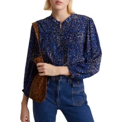 Best deal 😍 Gerard Darel Cancan Floral Mandarin Collar Blouse Blue 🛒 -Gerard Darel Elegant Shop unnamed file 568