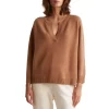 Best Sale 🌟 Gerard Darel Wool Leon Split Neck Sweater Caramel 🛒