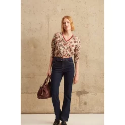 Buy 😍 Gerard Darel Alya Printed V Neck Top Ecru 🔔 -Gerard Darel Elegant Shop unnamed file 693