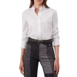 Cheapest 😀 Gerard Darel Cotton Chemise Ruffle 👕 Shirt White ❤️