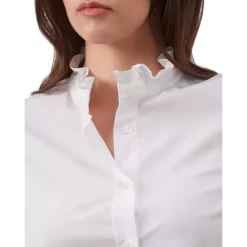 Cheapest 😀 Gerard Darel Cotton Chemise Ruffle 👕 Shirt White ❤️ -Gerard Darel Elegant Shop unnamed file 707