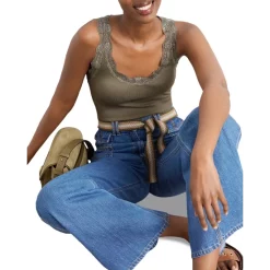 Best reviews of ❤️ Gerard Darel Amauric Ribbed Lace Trim Tank Top Dark Green 😀 -Gerard Darel Elegant Shop unnamed file 743