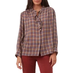 Flash Sale ๐ Gerard Darel Cyriaque Plaid Ruffled Blouse Blue โ๏ธ