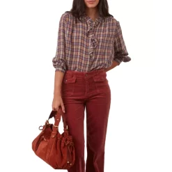 Flash Sale 🎁 Gerard Darel Cyriaque Plaid Ruffled Blouse Blue ✔️ -Gerard Darel Elegant Shop unnamed file 778