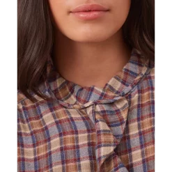 Flash Sale 🎁 Gerard Darel Cyriaque Plaid Ruffled Blouse Blue ✔️ -Gerard Darel Elegant Shop unnamed file 779